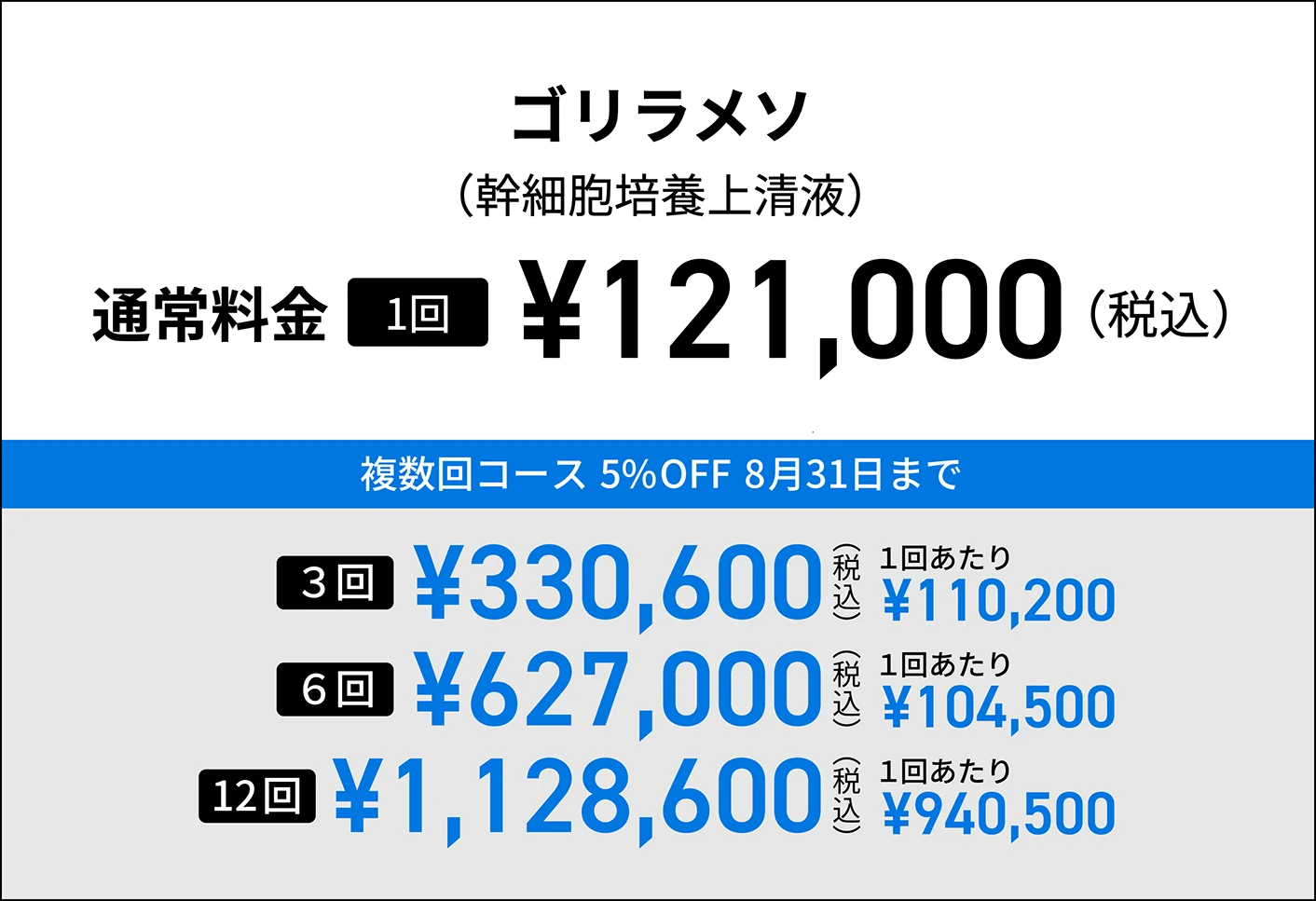 ゴリラメソ 料金表