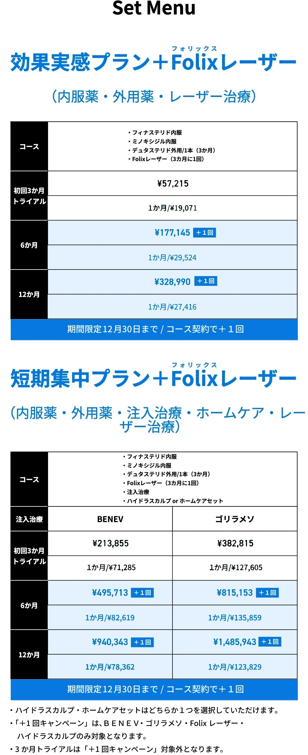 効果実感プラン＋Folixレーザー 短期集中プラン＋Folixレーザー