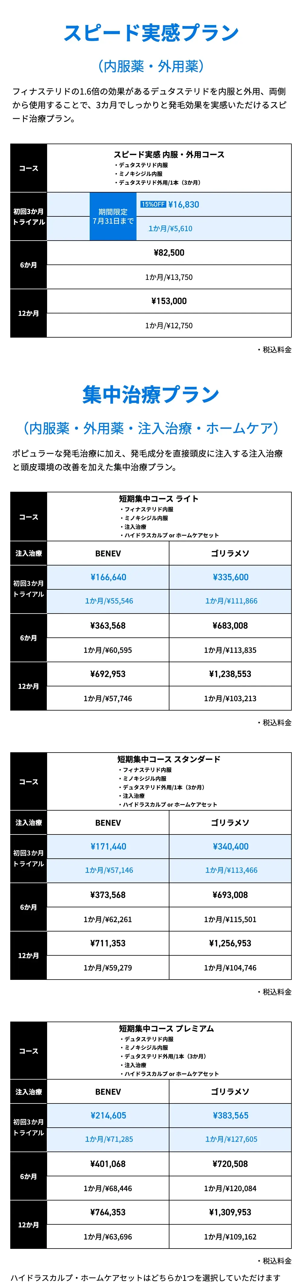 スピード実感プラン 集中治療プラン