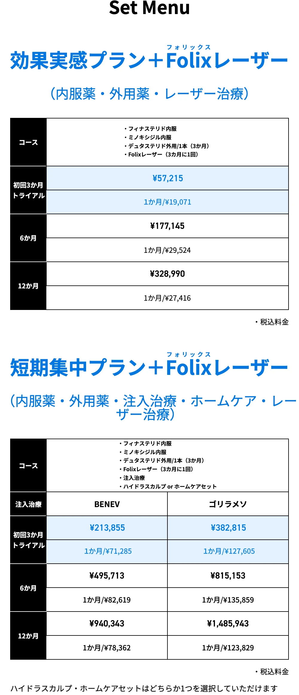 効果実感プラン＋Folixレーザー 短期集中プラン＋Folixレーザー