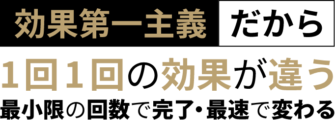 効果第一主義だから一回一回の効果が違う　最小限の回数で完了・最速で変わる
