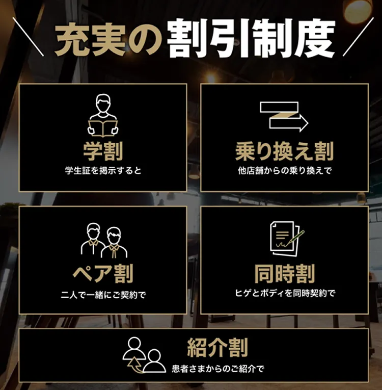 充実の割引制度