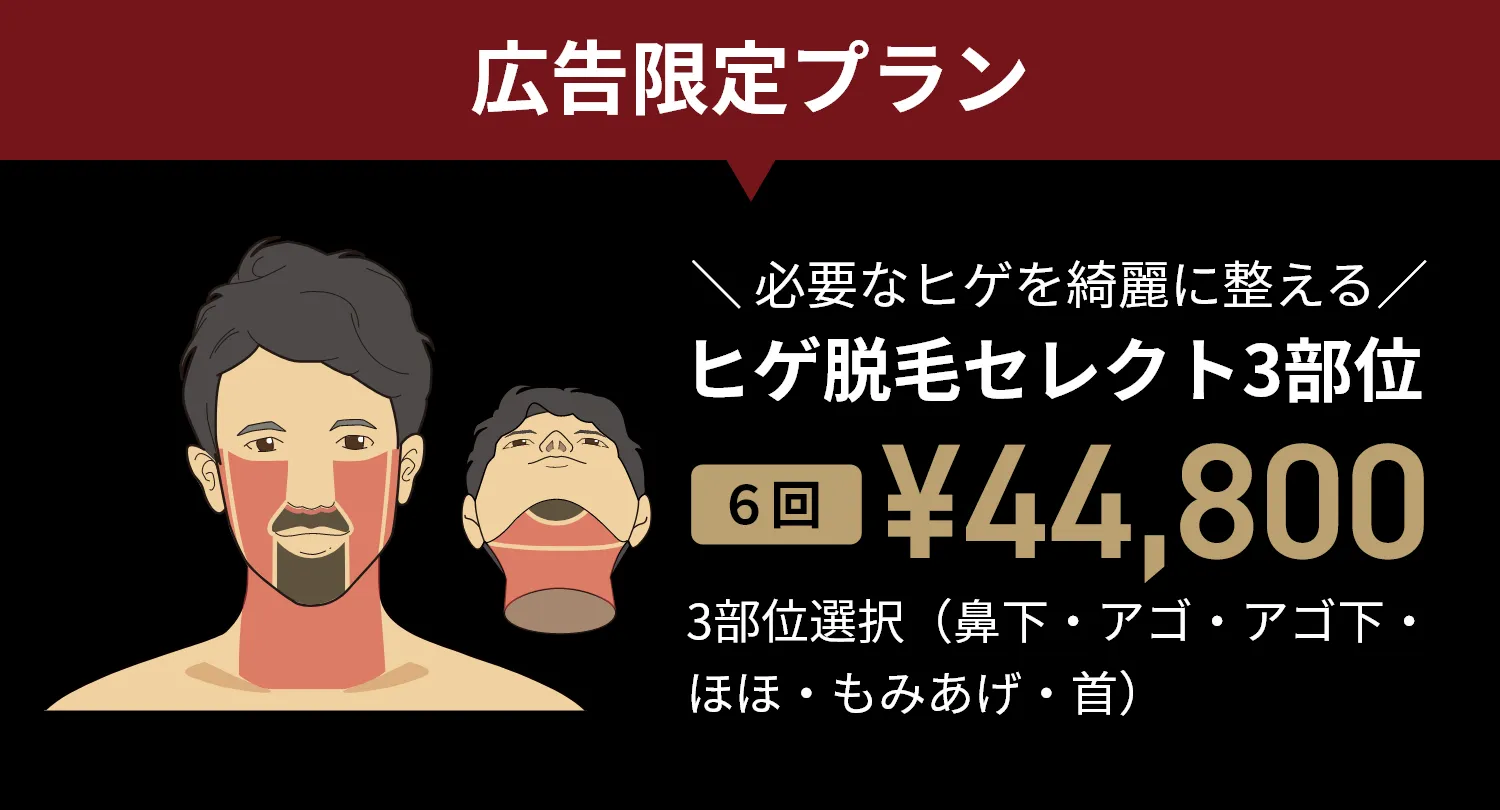 ヒゲ脱毛セレクト3部位 6回 44,800円