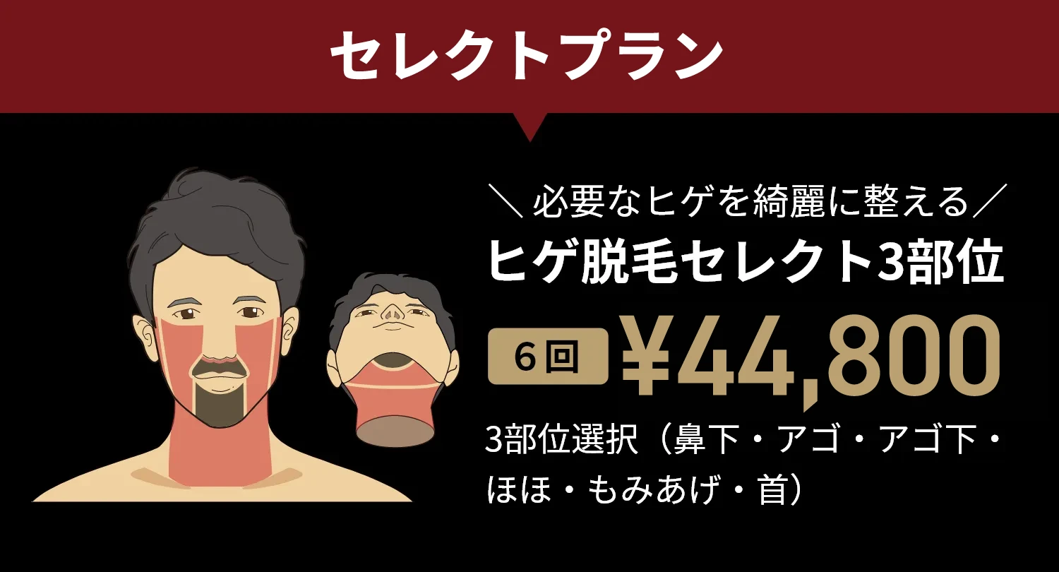 ヒゲ脱毛セレクト3部位 6回 44,800円
