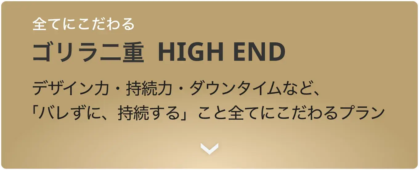 全てにこだわる ゴリラ二重  HIGH END