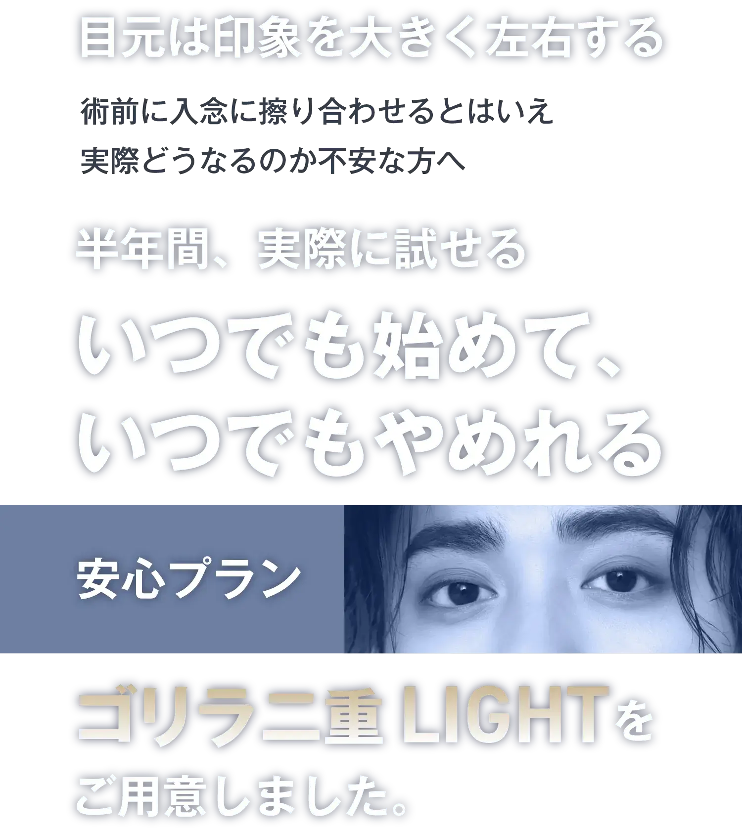 いつでも始めて、いつでもやめれる安心プラン ゴリラ 二重 LIGHT